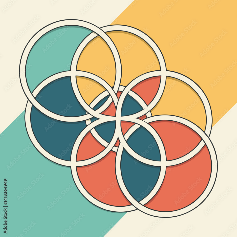Layered paper cut circle shapes in modern 3D style Layered paper cut circle shapes in modern 3D style