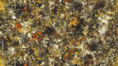 Abstract Expressionist Painting with Autumnal Colors and Textured Brushstrokes Style
