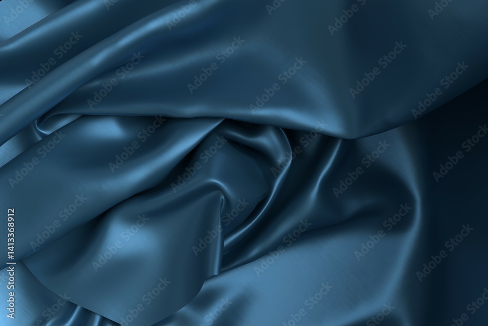 Obraz premium Deep blue satin fabric drapes in elegant folds