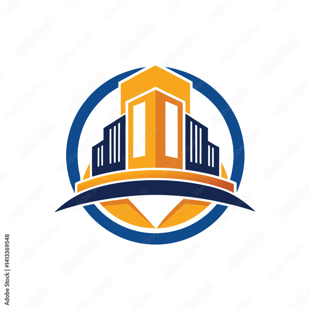 Naklejka premium Modern City Building Logo Design Abstract Urban Architecture Symbol