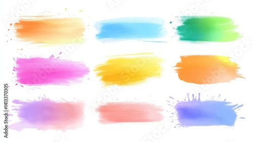Colorful Watercolor Brush Strokes Collection for Creative Design Projects