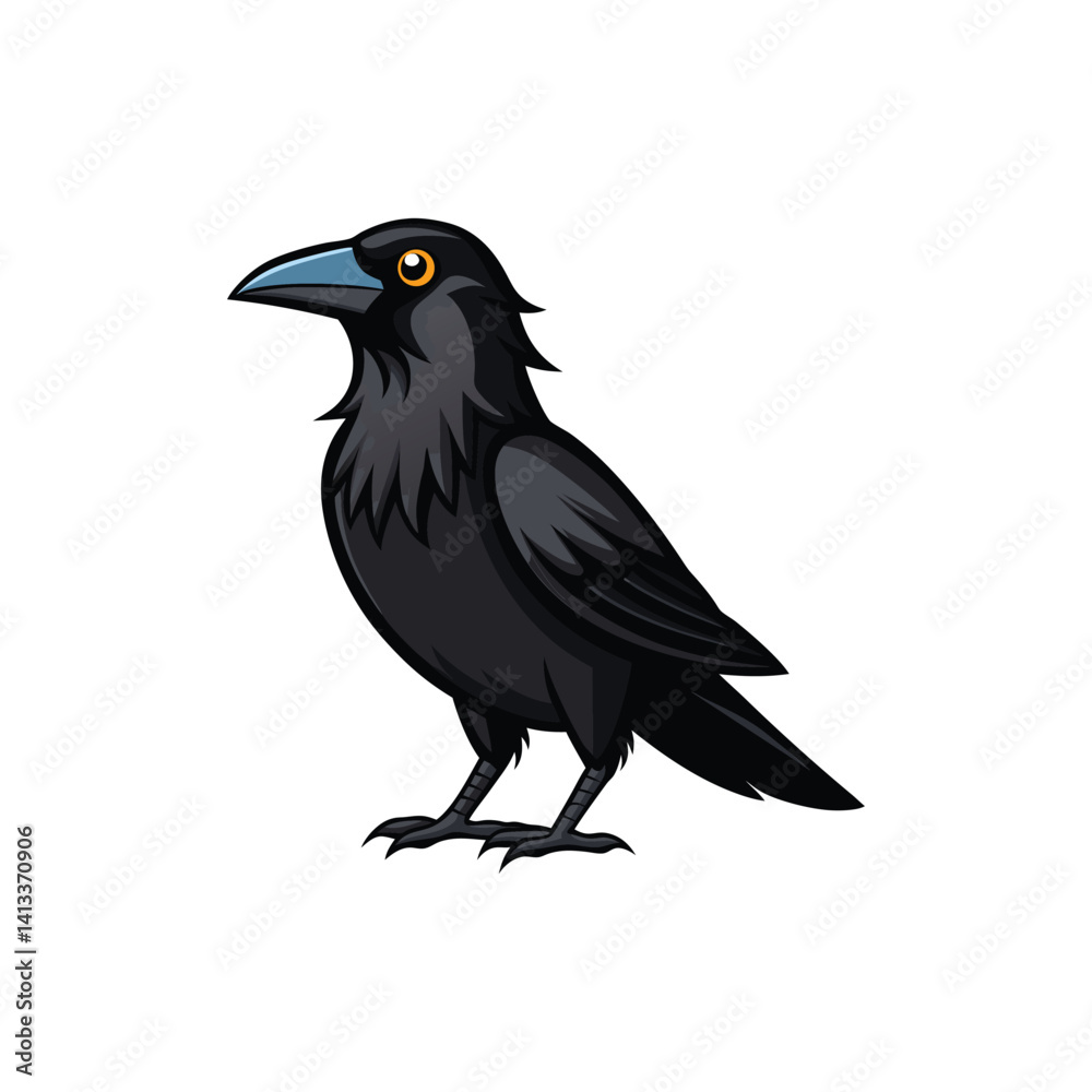 Naklejka premium crow on a white background