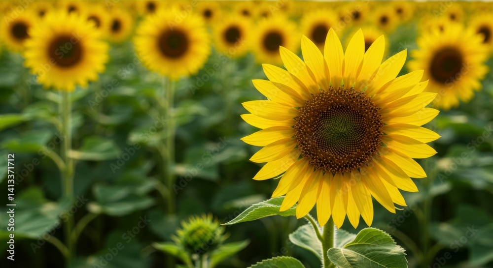 Macro view of sunflower with vivid yellow petals in sunny harvest field. Macro view of sunflower with vivid yellow petals in sunny harvest field.
