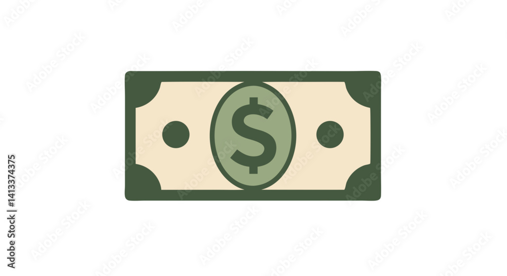 Illustrated currency bill with dollar symbol on a simple background Illustrated currency bill with dollar symbol on a simple background