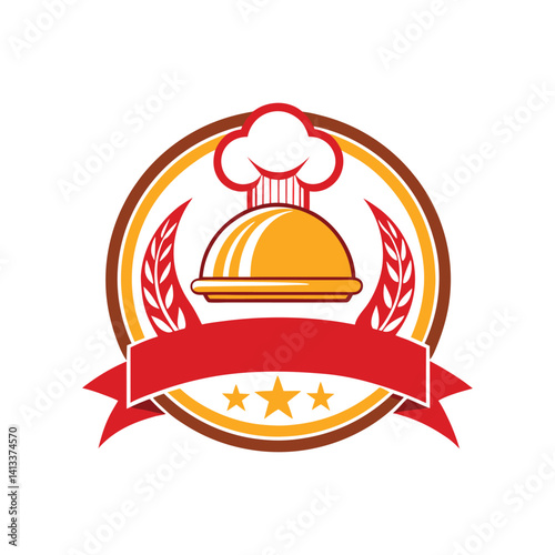 Restaurant logo Chef hat food cloche emblem design