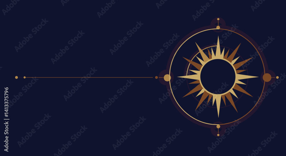 Elegant gold compass design on dark background Esoterics