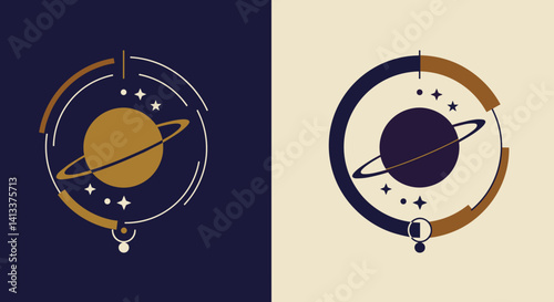 Obraz na płótnie Abstract Planetary Motion Design in Dark and Light Colors Esoterics w salonie