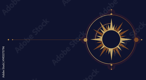 Obraz na płótnie Elegant gold compass design on dark background Esoterics w salonie