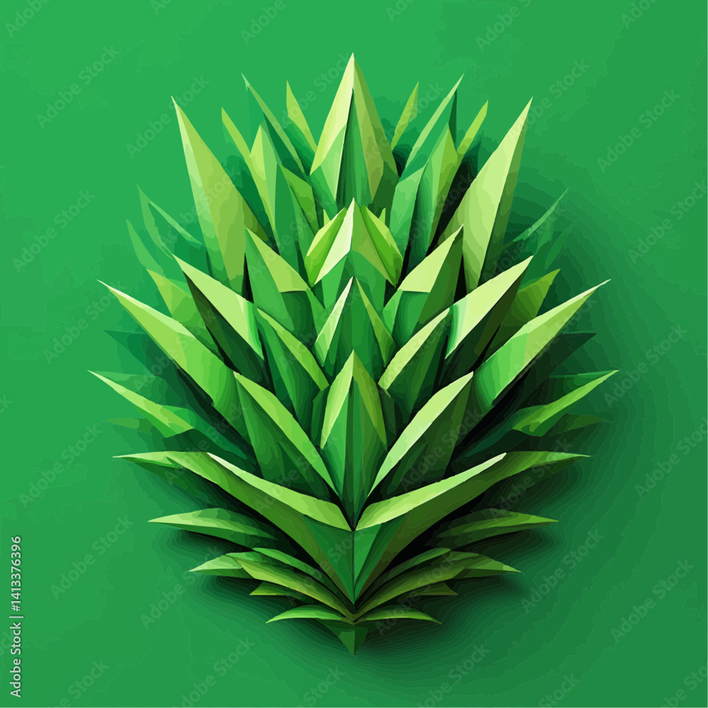 Fototapeta premium Paper Plant Illustration: Green Leaf Design