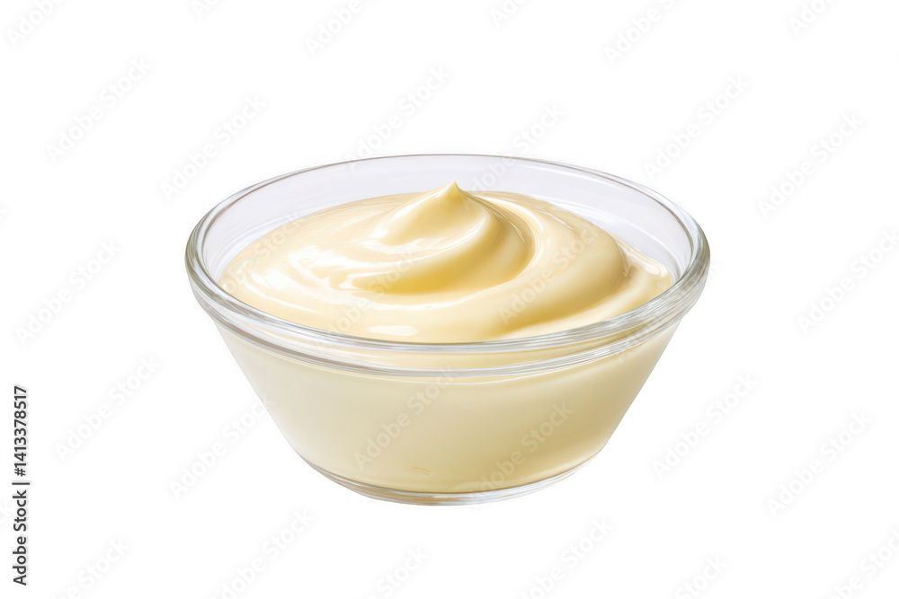 Mayonnaise in a glass bowl, isolated on a white background, png Mayonnaise in a glass bowl, isolated on a white background, png