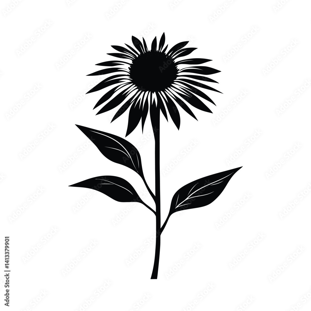 Fototapeta premium Creating Striking Vector Black-Eyed Susan Graphics: Designing Elegant Floral Silhouettes for Botanical Illustrations. 