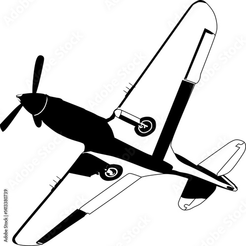 vector illustration of vintage airplane flies high 