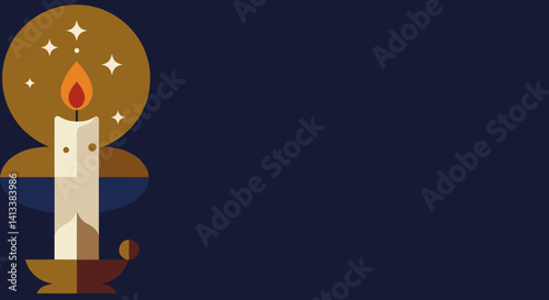 Candle with Starry Background in Minimalist Style  Esoterics