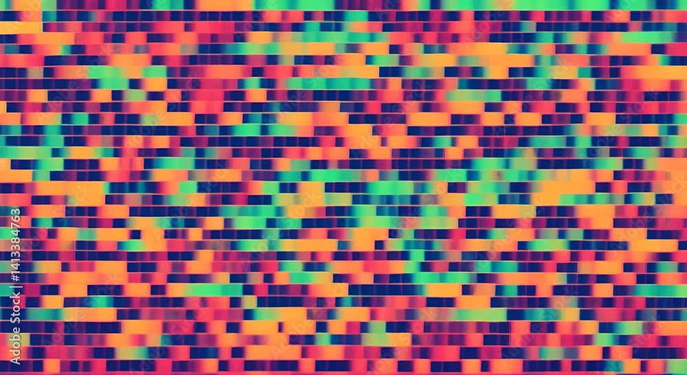 Abstract pixel retro 8bit neon pink rgb video game glitch noise texture square tiles animated retro video game pixelated background seamless looped vj pattern psychedelic 80s 90s 2000s texture 4K