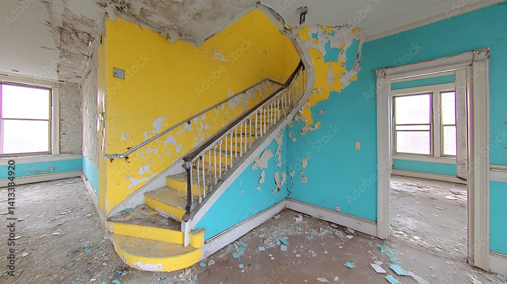 Decaying staircase in abandoned building (1)