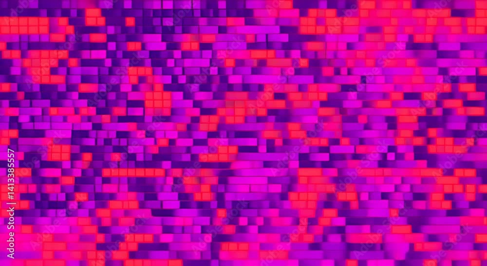 Abstract pixel retro 8bit neon pink rgb video game glitch noise texture square tiles animated retro video game pixelated background seamless looped vj pattern psychedelic 80s 90s 2000s texture 4K