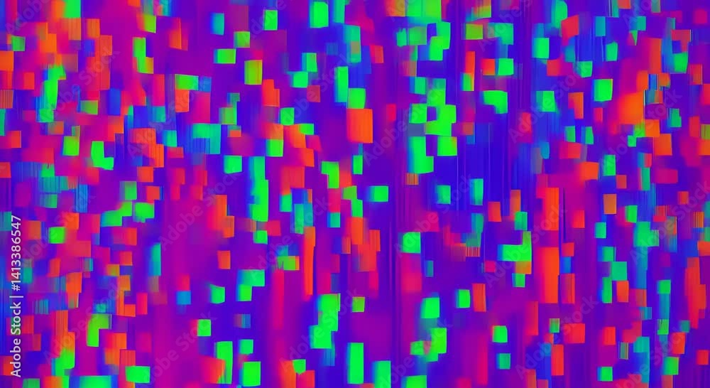 Abstract pixel retro 8bit neon pink rgb video game glitch noise texture square tiles animated retro video game pixelated background seamless looped vj pattern psychedelic 80s 90s 2000s texture 4K