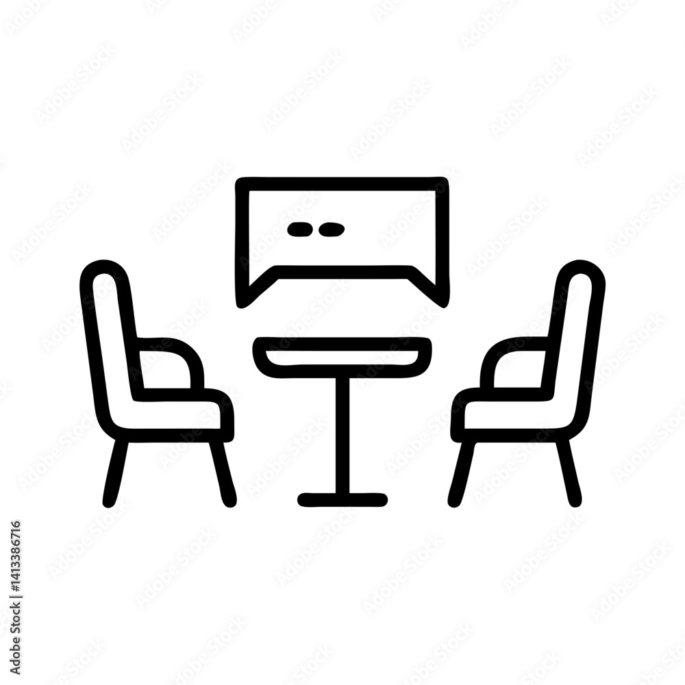 Job interview icon, HR recruitment line style Job interview icon, HR recruitment line style