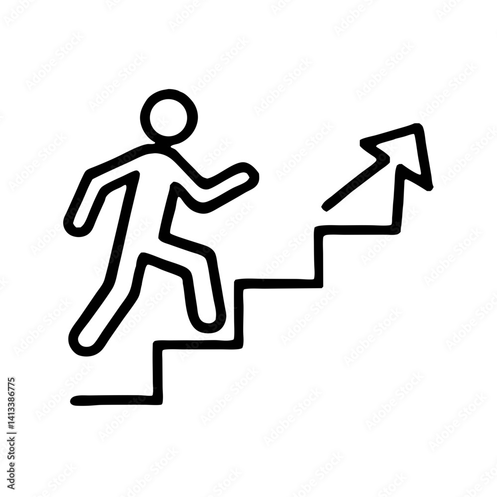 Career growth icon, person climbing up, line style Career growth icon, person climbing up, line style