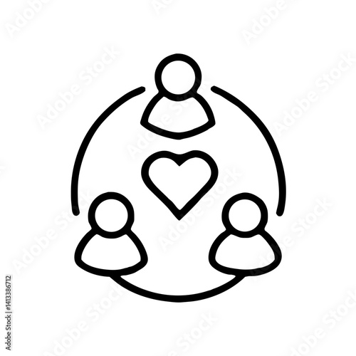 Employee care icon, HR community love connection