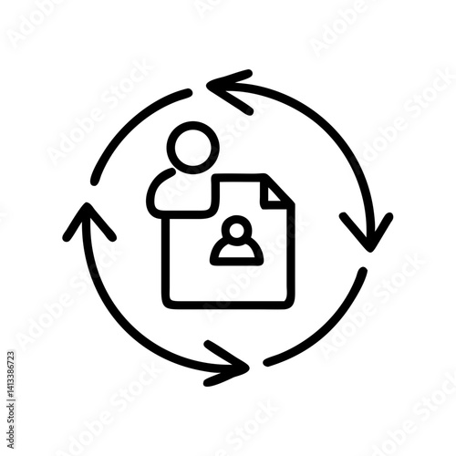 HR process icon, recruitment cycle line symbol