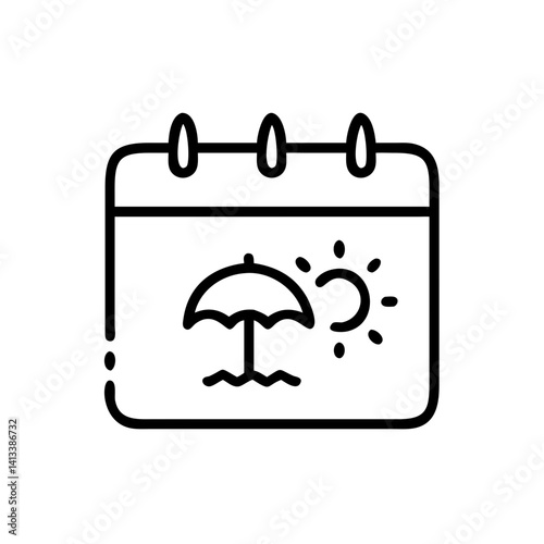 Vacation calendar icon, holiday schedule symbol