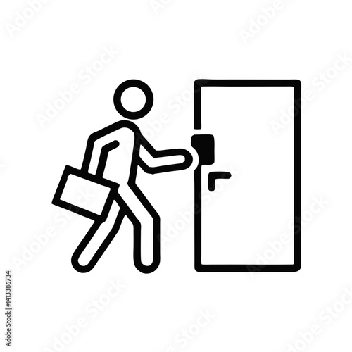 Employee leaving work icon, job resignation line symbol