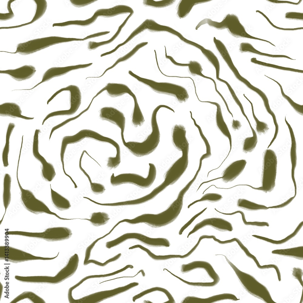 Seamless abstract geometric pattern. Background in green, white. Illustration. Lines, meanders. Design for textile fabrics, wrapping paper, background, wallpaper, cover. Seamless abstract geometric pattern. Background in green, white. Illustration. Lines, meanders. Design for textile fabrics, wrapping paper, background, wallpaper, cover.