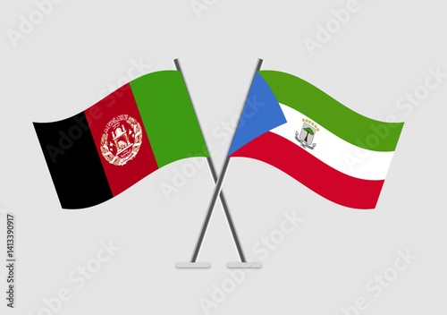 Afghanistan and Equatorial Guinea vector flags in celebration vector format