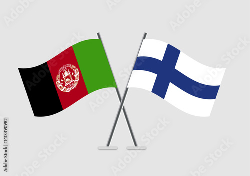 Afghanistan and Finland vector flags illustration on soft neutral field