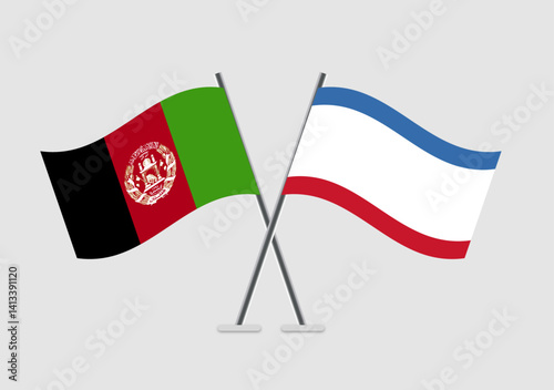 Afghanistan and Crimea vector flags in 2D vector symbol style