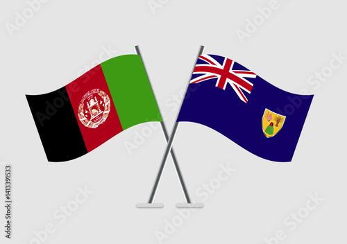 Afghanistan and Turks and Caicos Islands vector flags graphic concept for duality