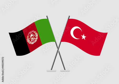 Afghanistan and Turkey vector flags drawn in clear vector pose