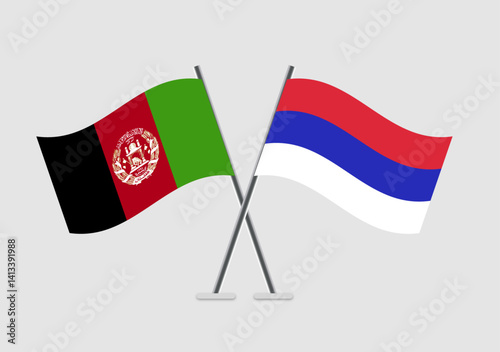 Afghanistan and Republika Srpska vector flags with minimal patriotic graphics