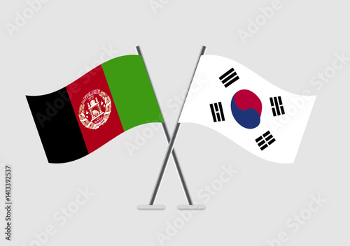 Afghanistan and South Korea vector flags on display for event design