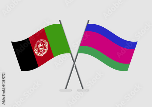 Afghanistan and Kuban Peoples Republic vector flags in international meeting symbol