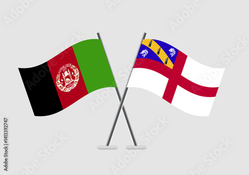 Afghanistan and Herm vector flags set on gray minimal background
