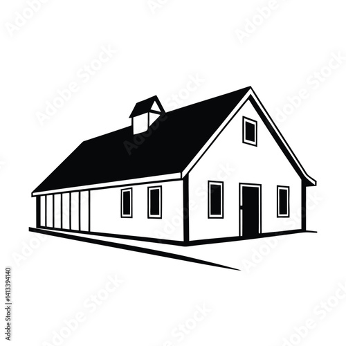 Long Narrow Farmhouse Silhouette