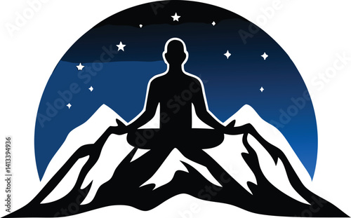 Meditative Silhouette Under Starry Night Sky