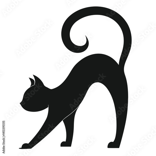 stretching black cat silhouette