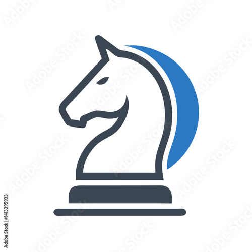 Chess knight icon with blue background, symbolizing strategy, intelligence, and competitive gaming.