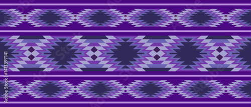 Purple Southwestern stripe seamless repeat pattern - Vector Illustration