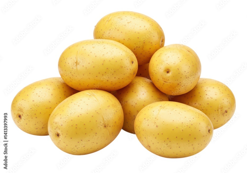 Fresh potatoes pile vegetable food ingredients cooking raw isolated on white background Fresh potatoes pile vegetable food ingredients cooking raw isolated on white background