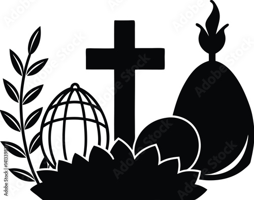 Easter sunday silhouette vector designs 10