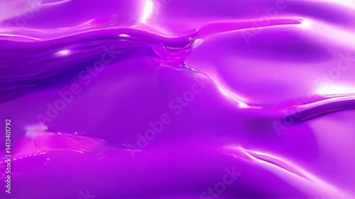 a realistic HD 4K fluid simulation of purple and pink glossy liquid moving like waves, with reflections 