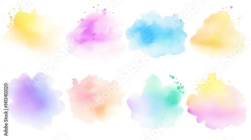 Colorful Watercolor Splashes Set Illustration Background for Creative Projects