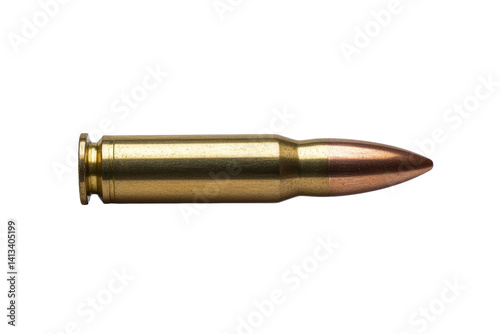 Bullet is shown on a white background, isolated