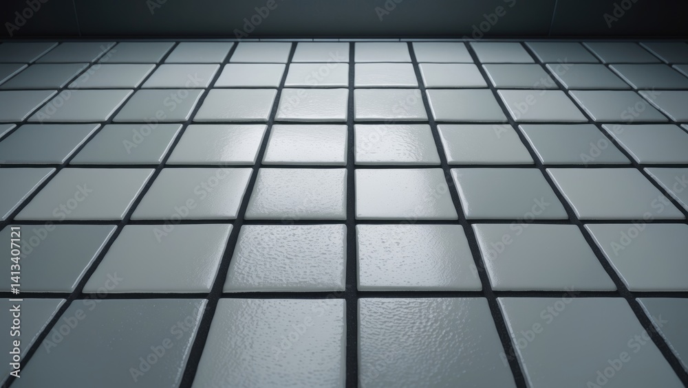 The wall of old white tiles.