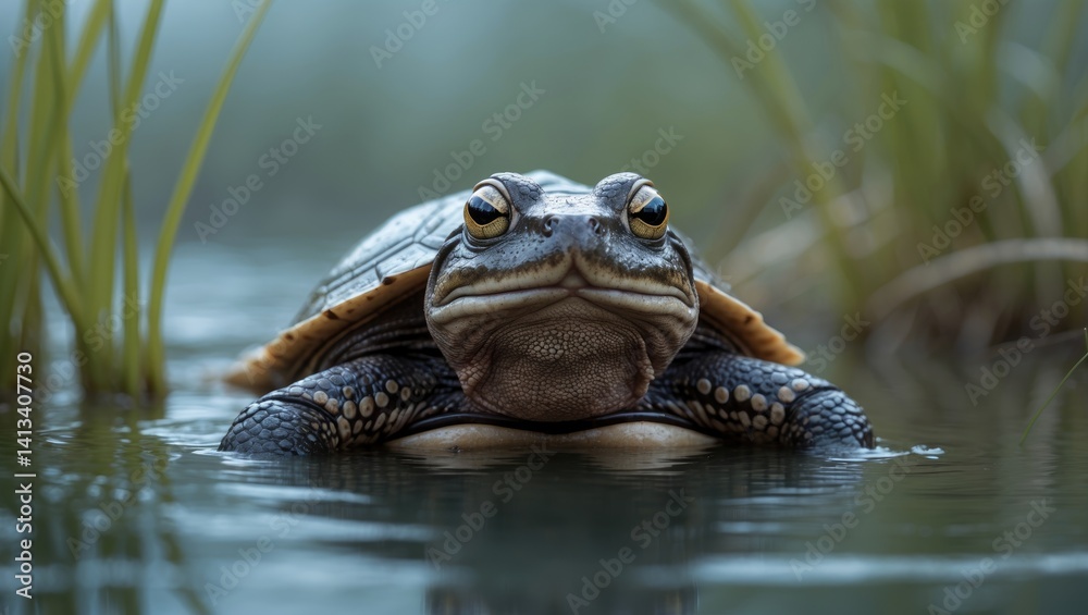 Fototapeta premium On Earth, the largest living frog is the goliath frog