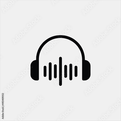 Headphones with Sound Wave Icon for Music,  Audio streaming